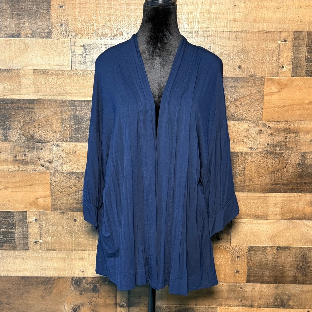 Moa Women's Navy Blue Open Cardigan Kimono Robe 1X Extra Large
